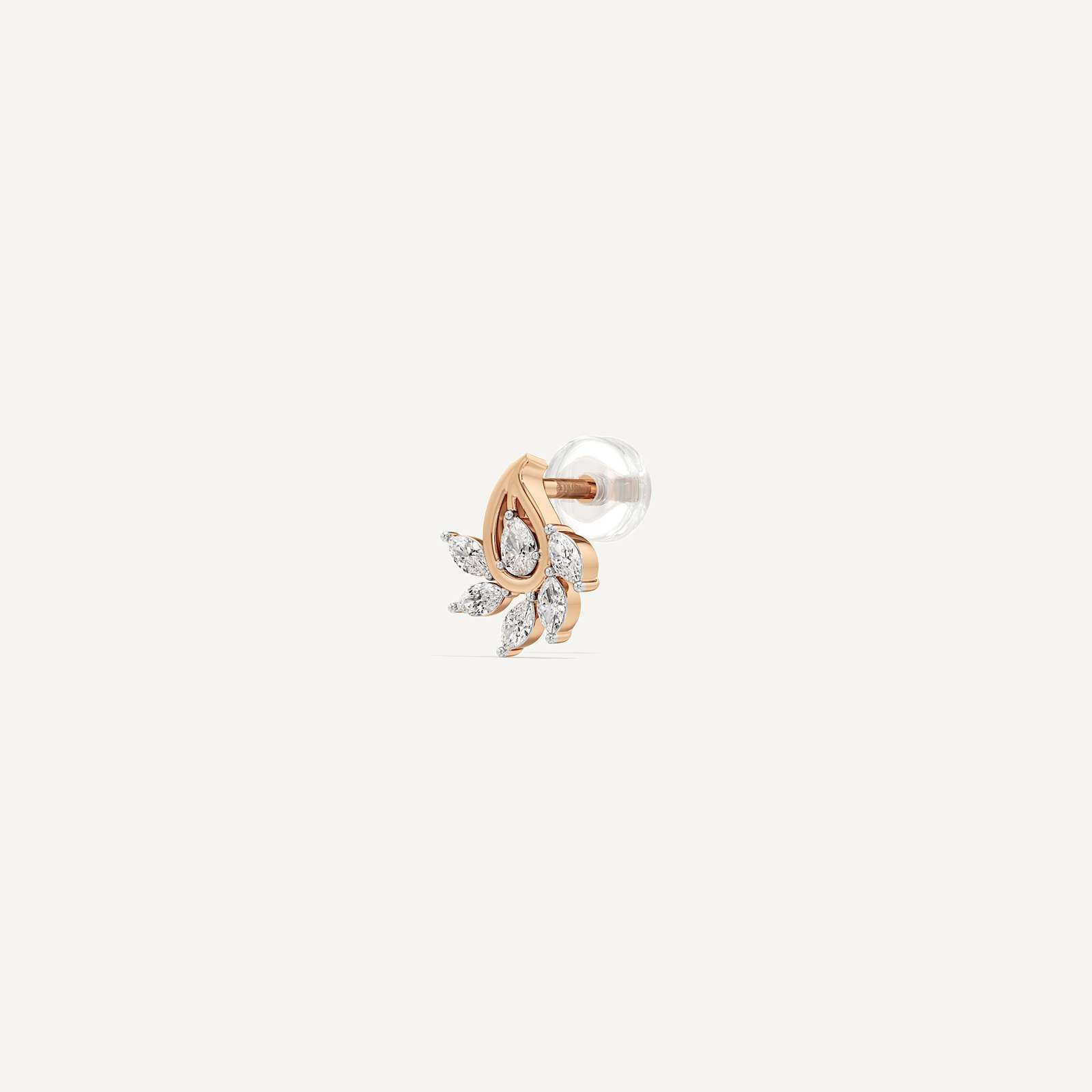 Crescent Pearl Diamond Stud