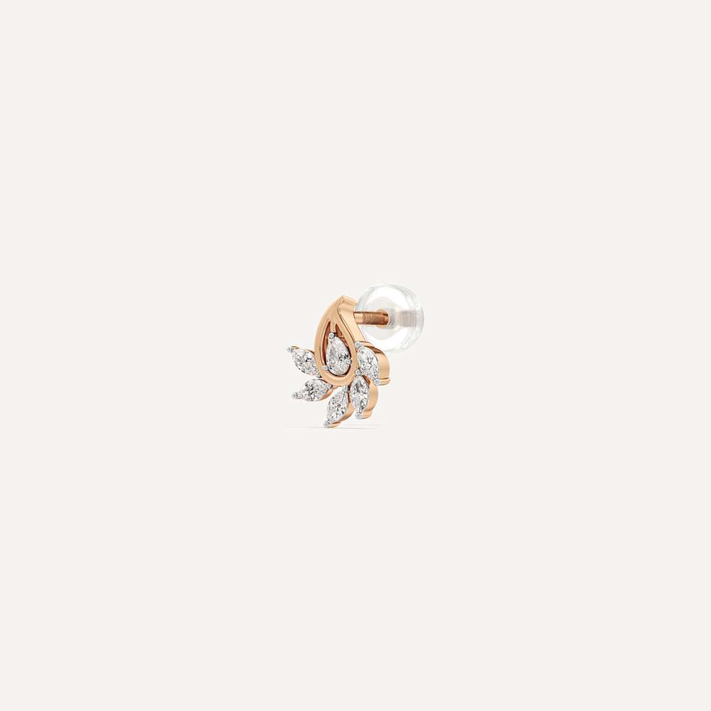 Crescent Pearl Diamond Stud