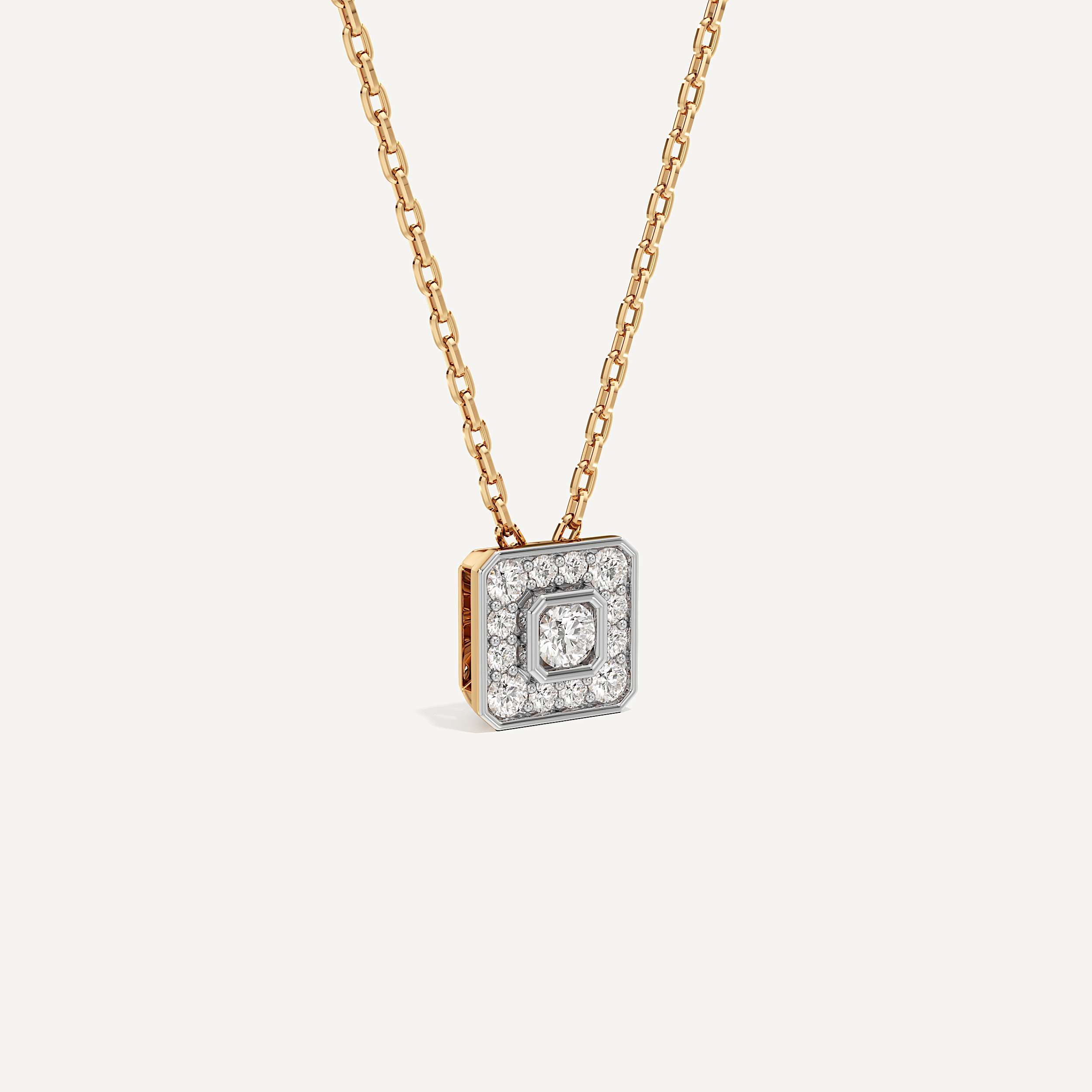 Softly Framed Asscher Diamond Pendant with Chain