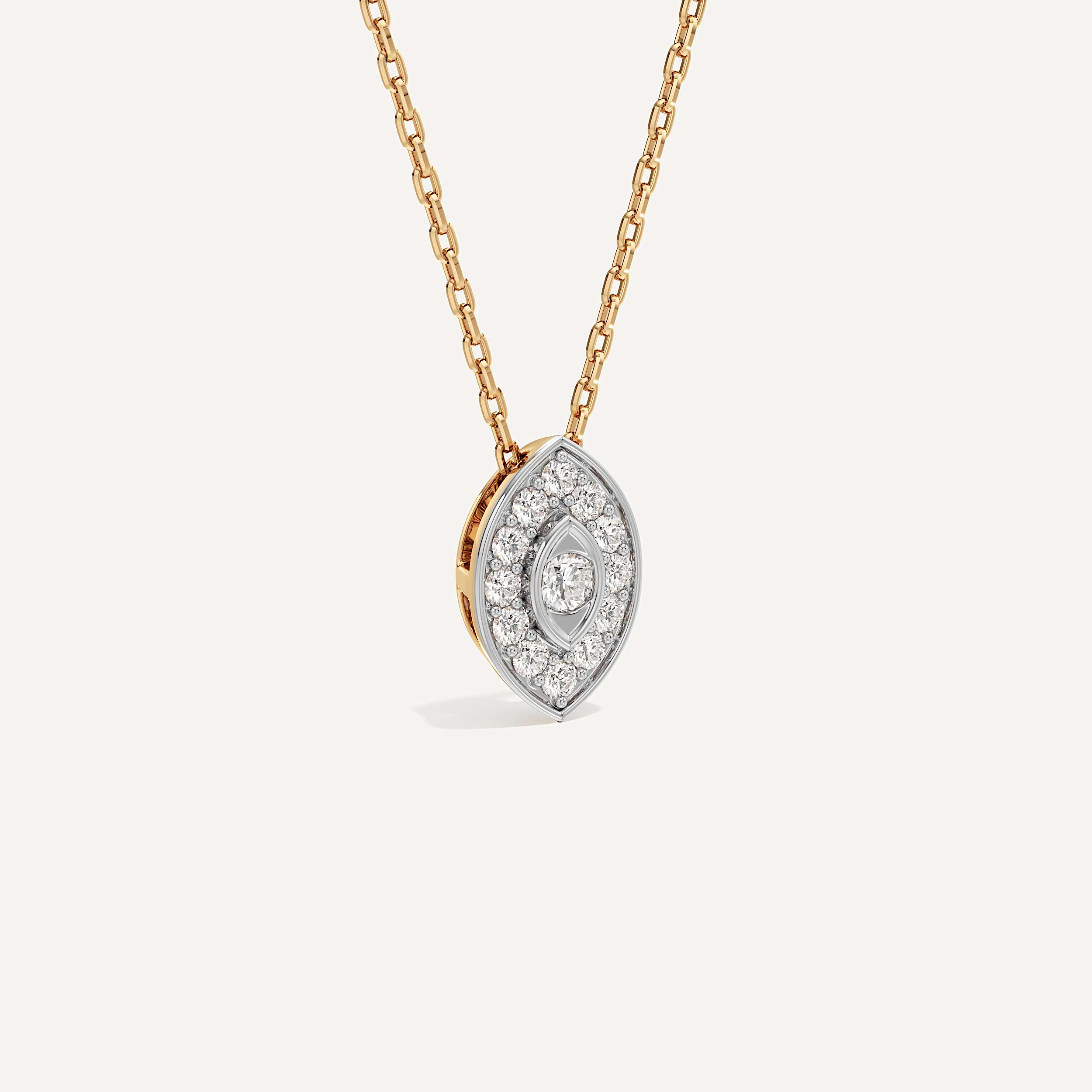 Quietly Protecting Marquise Diamond Pendant with Chain