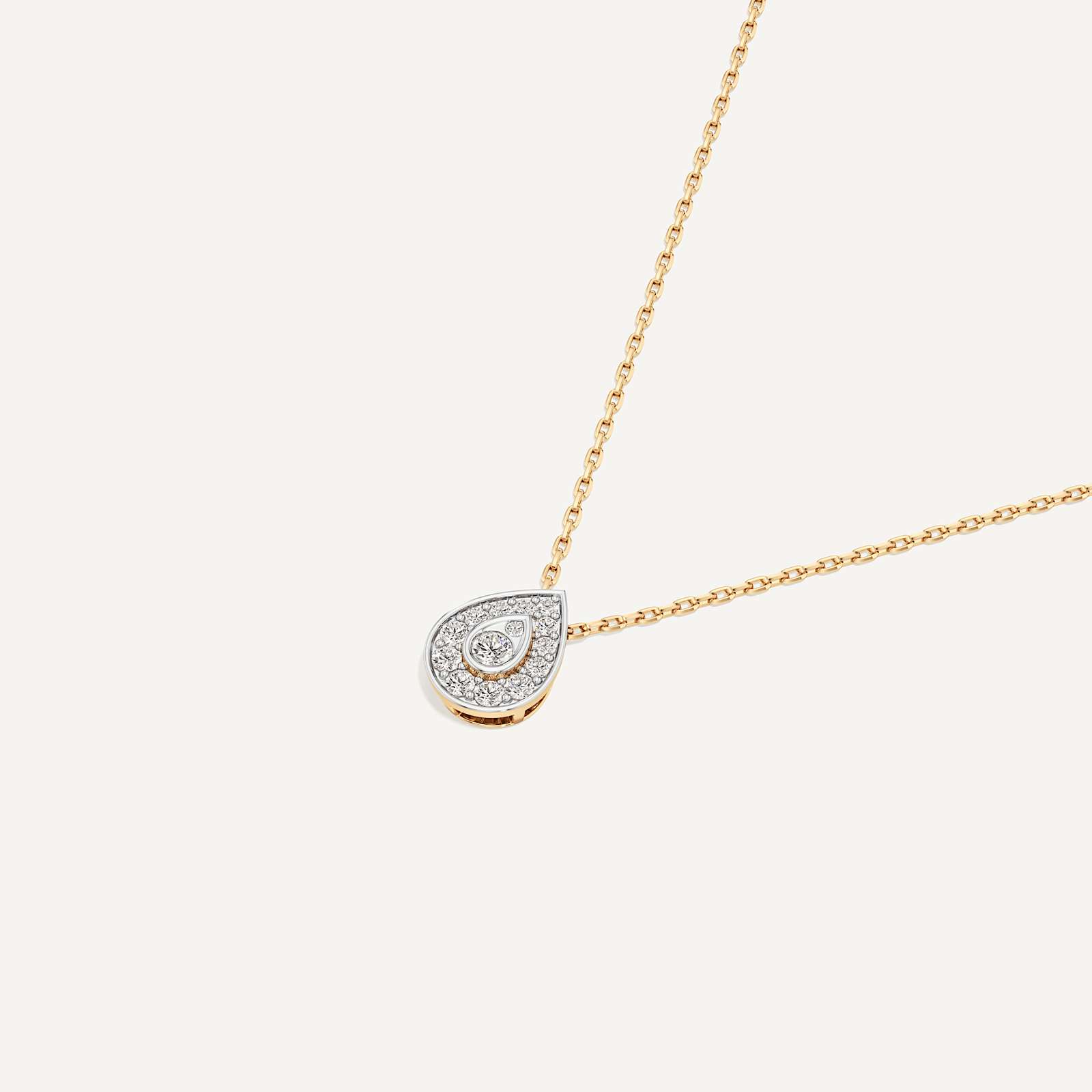 Quietly Seen Pear Diamond Pendant with Chain