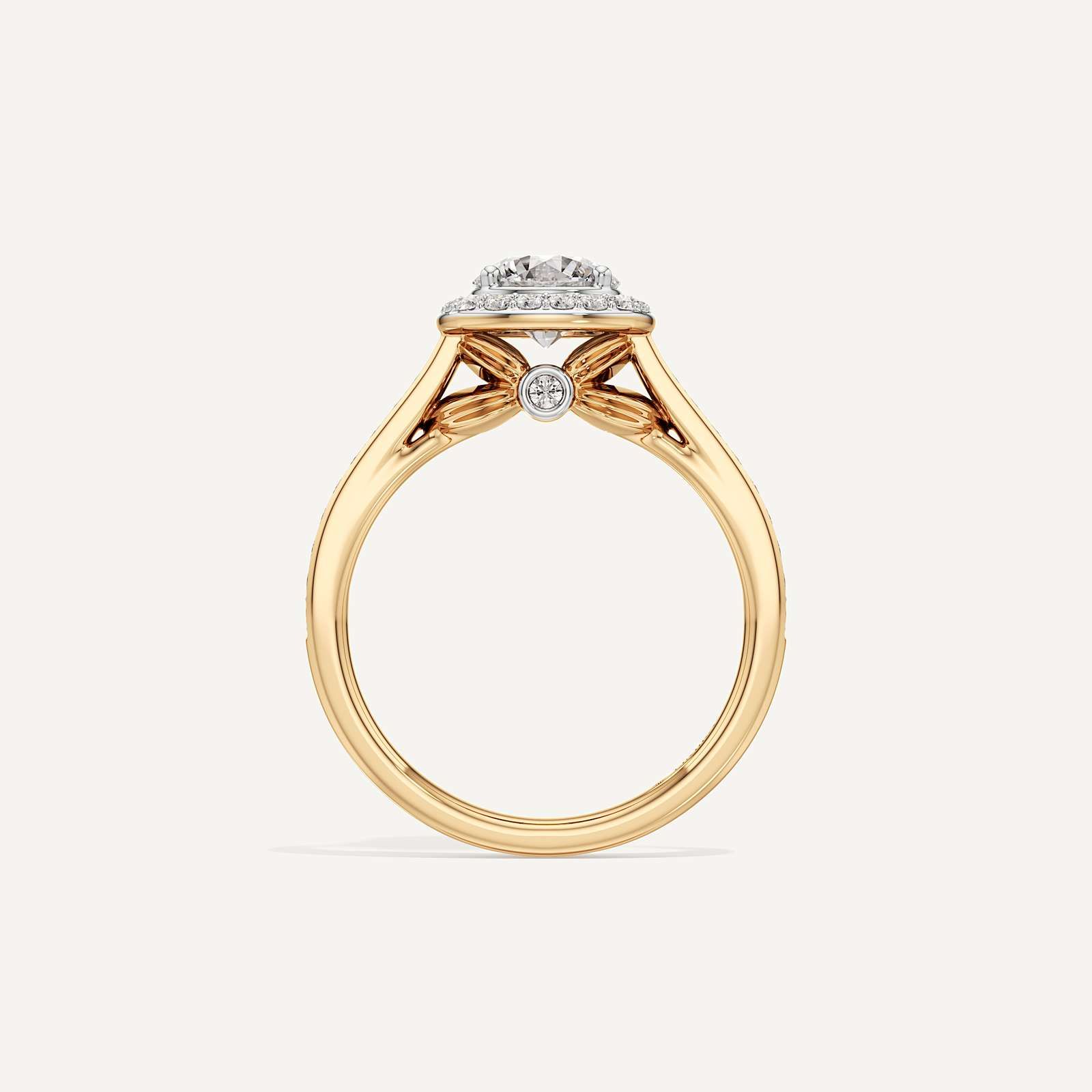 Celeste Hidden Accent Cathedral Halo Diamond Engagement